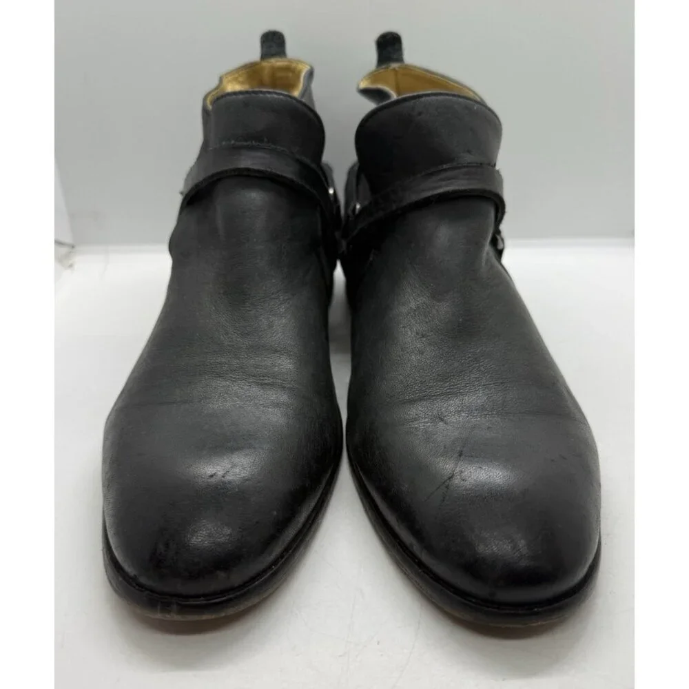 Hudson London Men’s Chelsea Ankle Boot EU 44/US 11 Black Leather Strappy Pull On